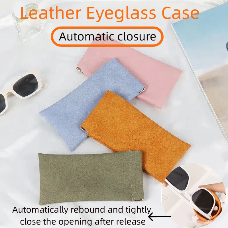 Soft Close Hinge - Estojo de óculos de couro unissex,