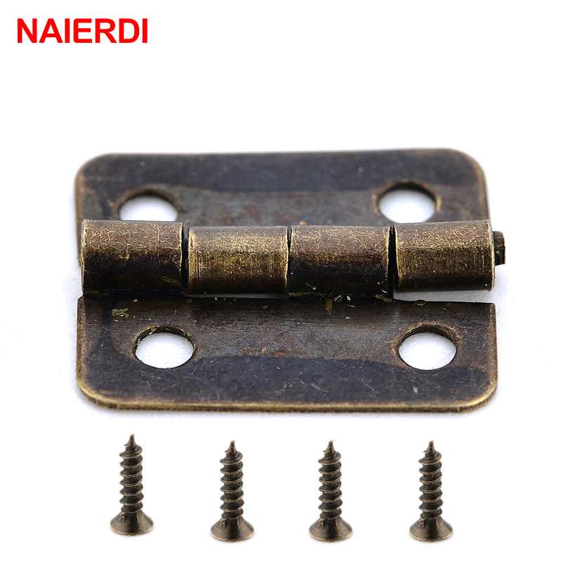 Furniture Hardware Vintage - Naierdi mini dobradiças de bronze dourado,